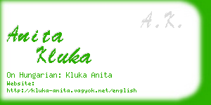 anita kluka business card